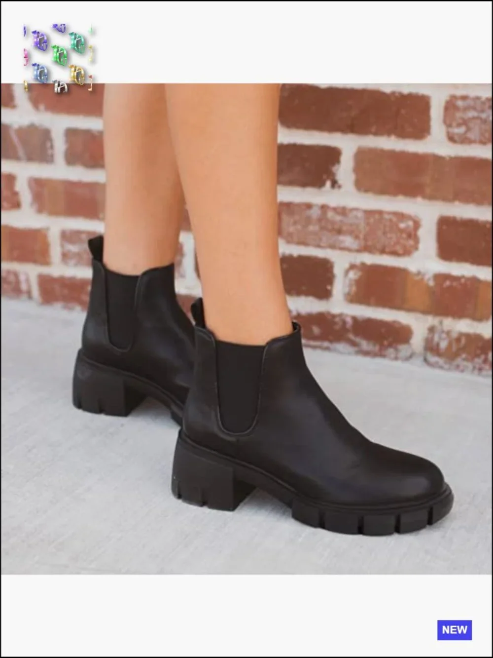 Lug Sole Platform Ankle Booties Chelsea Slip on Chunky Block Heel Leather
